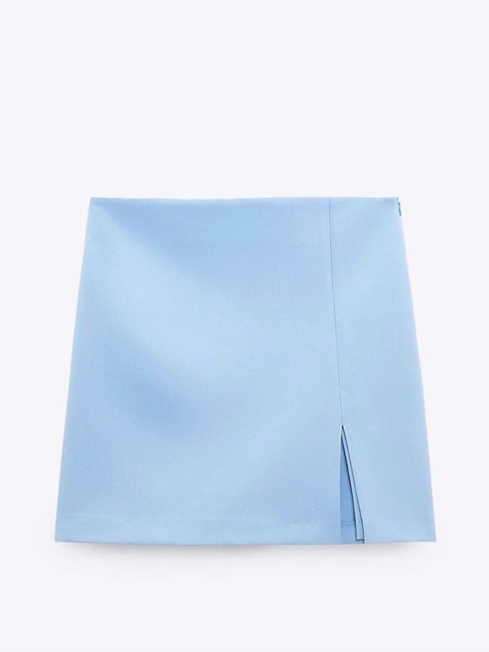 Light Blue Mini Skirt with Front Slit